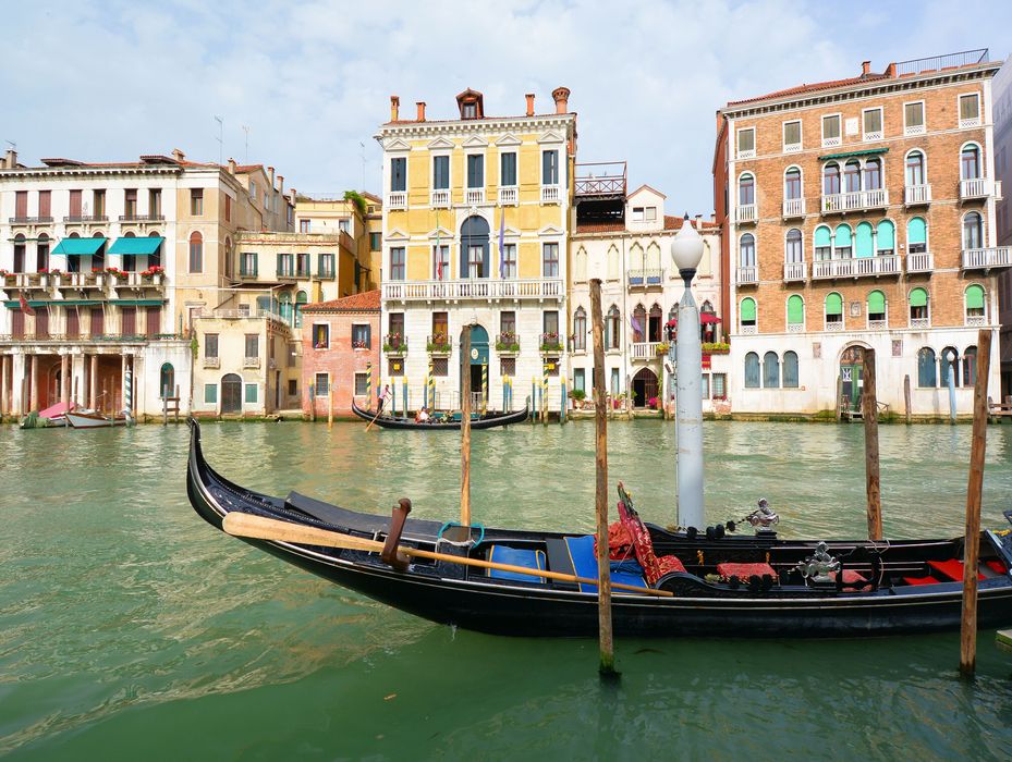 Gondola & Town houses on Canal Venice
