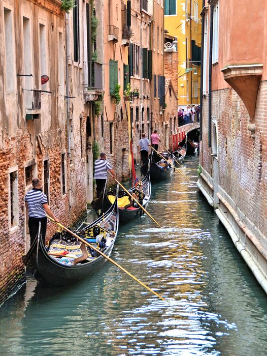 Queing the Gondolas in Venice