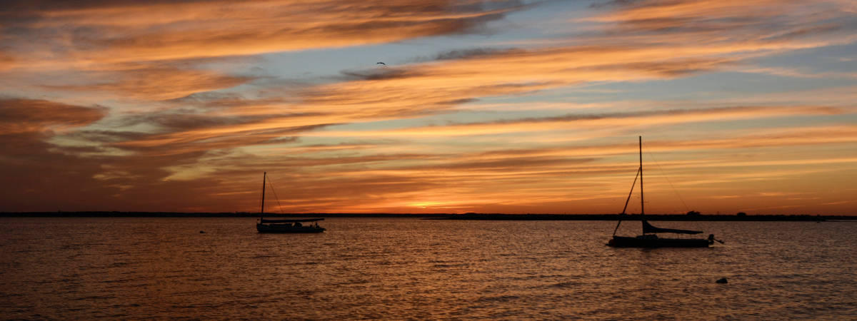 Sailboats at Sunset Panorama