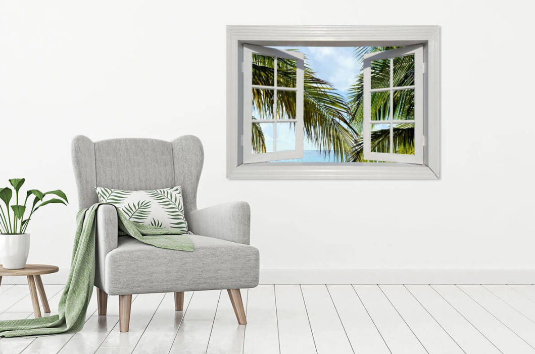 Window with Palm Fronds - Room Scene