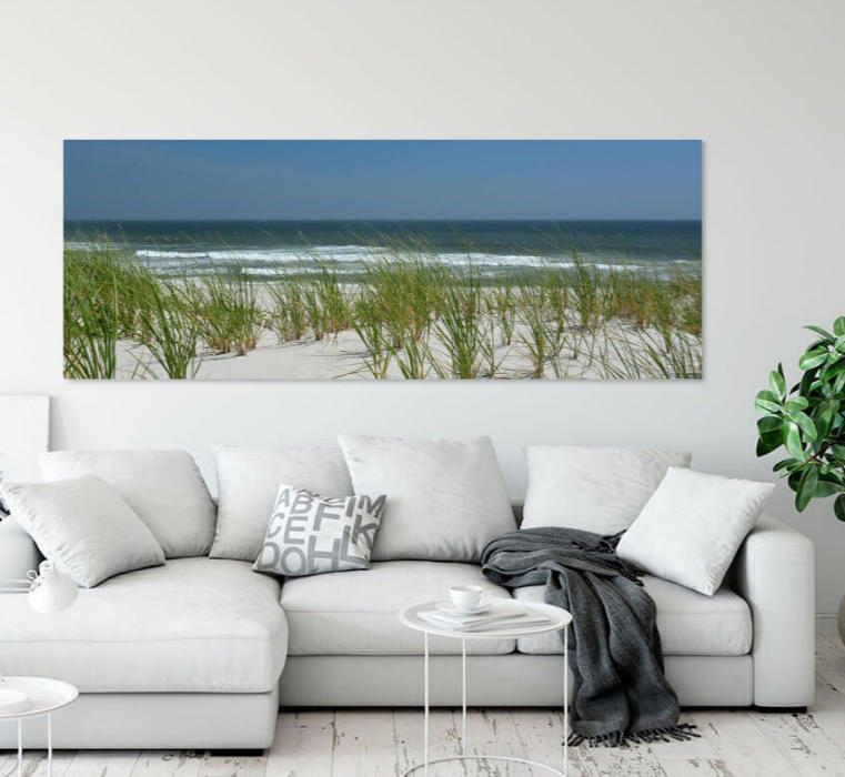 Blowing Beach Grass and Surf Panorama room scene