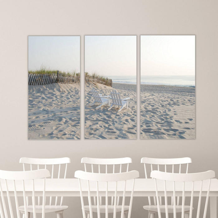Beach Chairs & Footprints Triptych